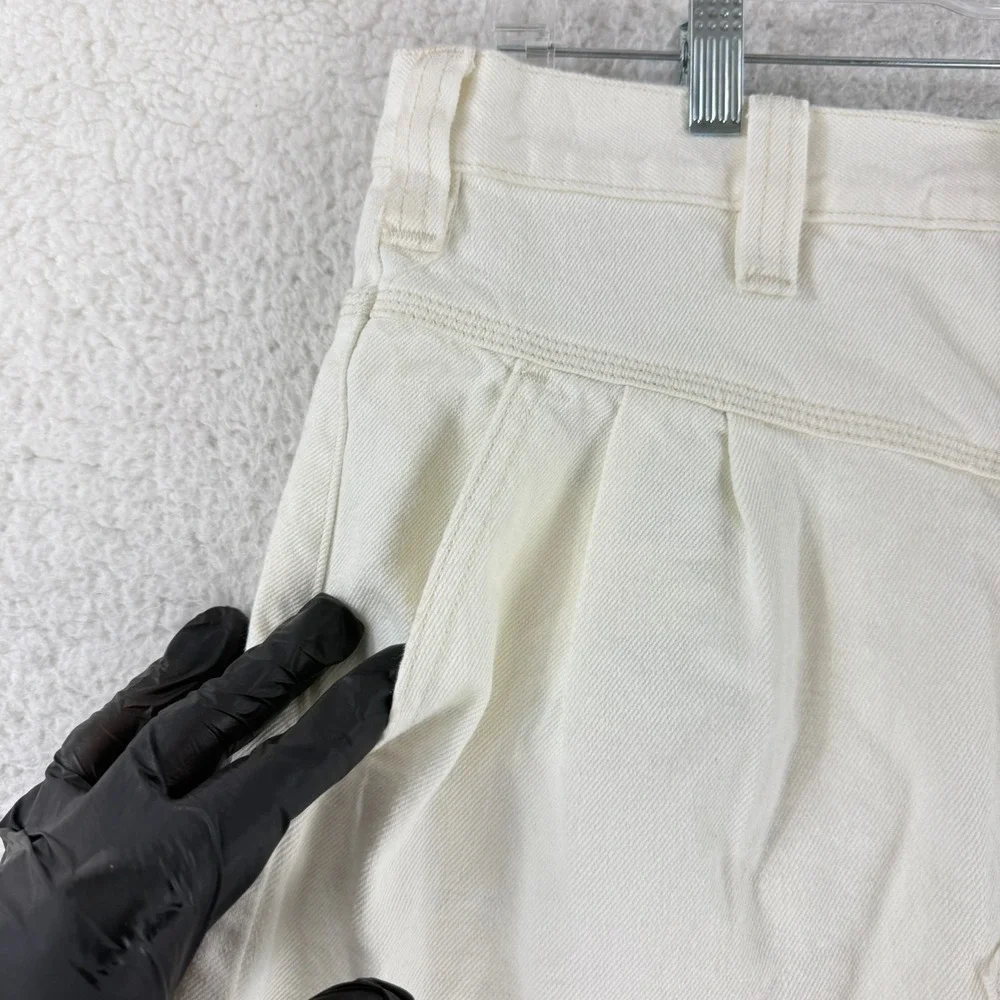 Free‎ People Side Car Mini Skirt Womens Size 28 White Denim Frayed Hem Casual - Picture 2 of 16